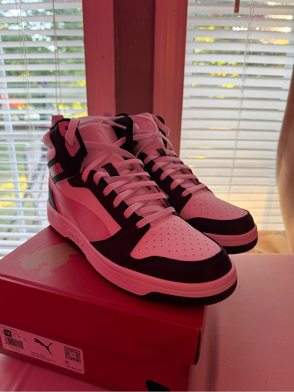 Puma Pink and Black High-Top Sneakers
